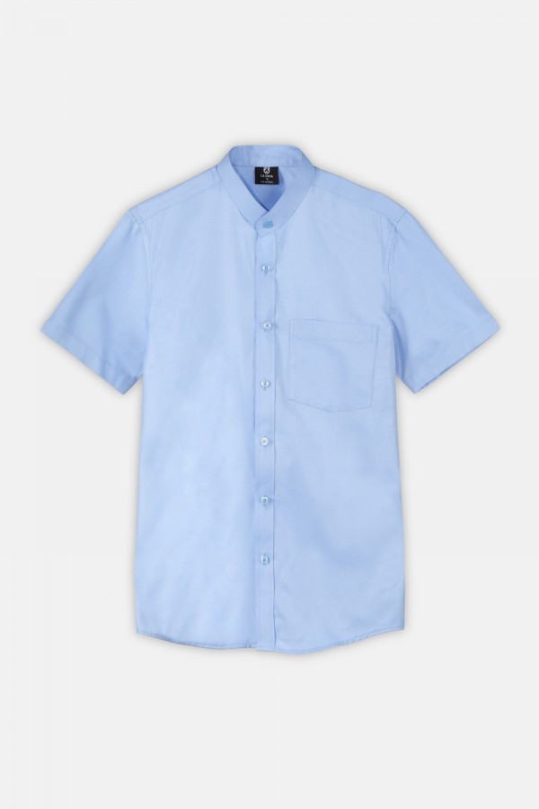 Mens Cotton Half Sleeve Chinese Collar Uniform Shirt